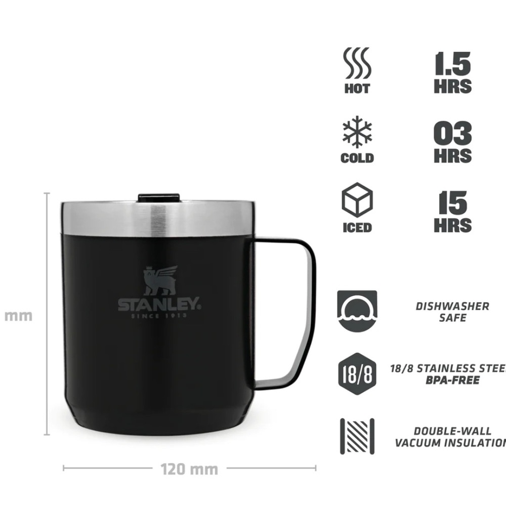 Stanley stainless steel coffee/tea cup/mug black 12oz Vacuum sealed - Picture 3 of 5